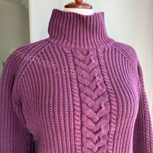 Lululemon Bring The Cozy Turtleneck Dark Adobe Maroon Burgundy Cable Knit sz 10